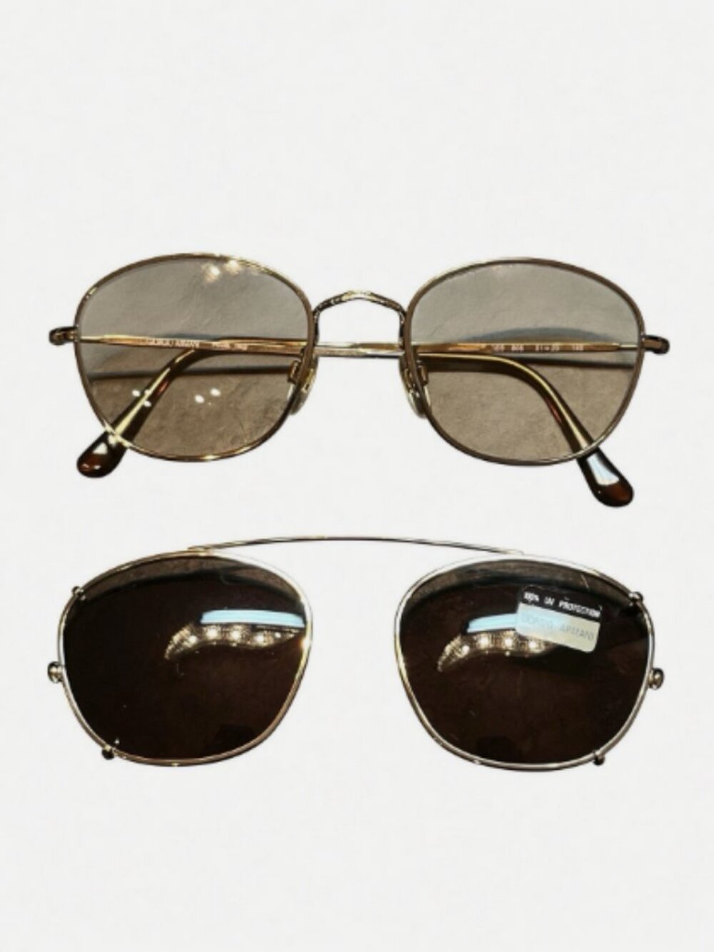 Vintage Giorgio Armani 169 806 Gold Metal Eyeglasses Clip-On Italy 51-20-140